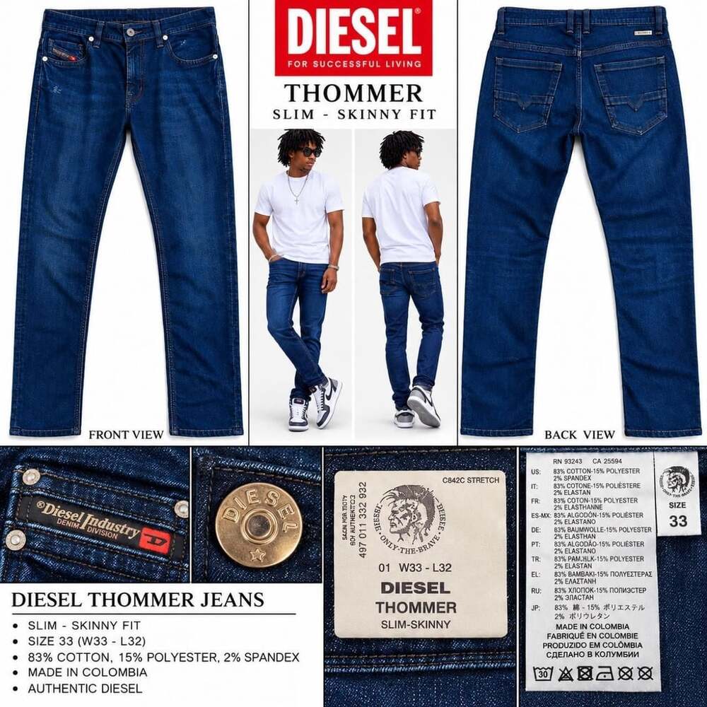 Diesel Thommer Slim Skinny Dark Wash Jeans
